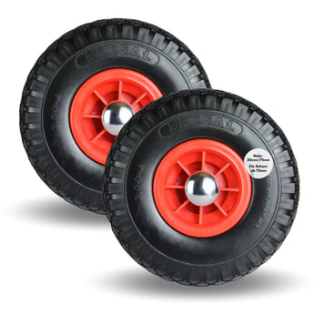 Frosal PU Ersatzrad mit Radkappe Nabe 20mm/75mm Bollerwagen – Rad und Achsstopfen Sackkarre pannensi 2 Stück