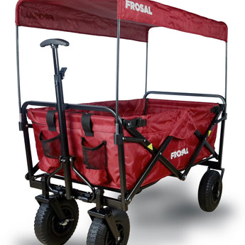 FROSAL Bollerwagen Nick faltbar mit Luftreifen Bremse & Dach rot
