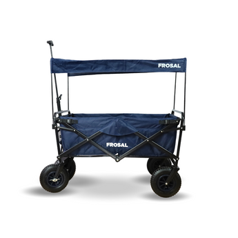 FROSAL Bollerwagen Nick blau faltbar mit Luftreifen Bremse und Dach