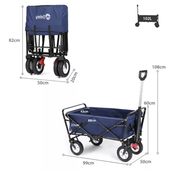 Sekey faltbarer Bollerwagen in blau, 102L