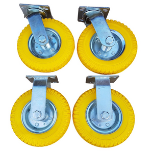 2 x Frosal Bockrolle + 2 x Lenkrolle 8 " 2.50-4 als 4 tlg. Set | PU Rad Ø 210 mm pannensicher auf Stahlfelge