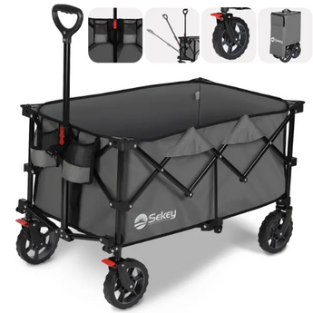 Sekey faltbarer Bollerwagen FW29, Bremse, 200L Kapazität - grau