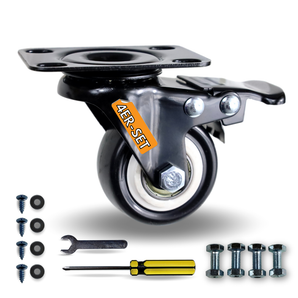 FROSAL Lenkrollen mit Bremse | ø 50mm | 80kg Tragkraft | um 360° drehbar - 4er Set